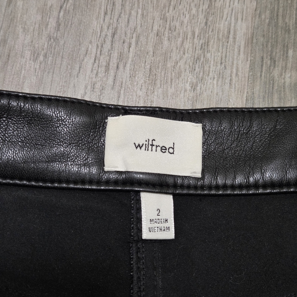 Aritzia Wilfred Black Leather Straight-Leg Pants High-Rise Minimalist Chic Luxe - Picture 7 of 11